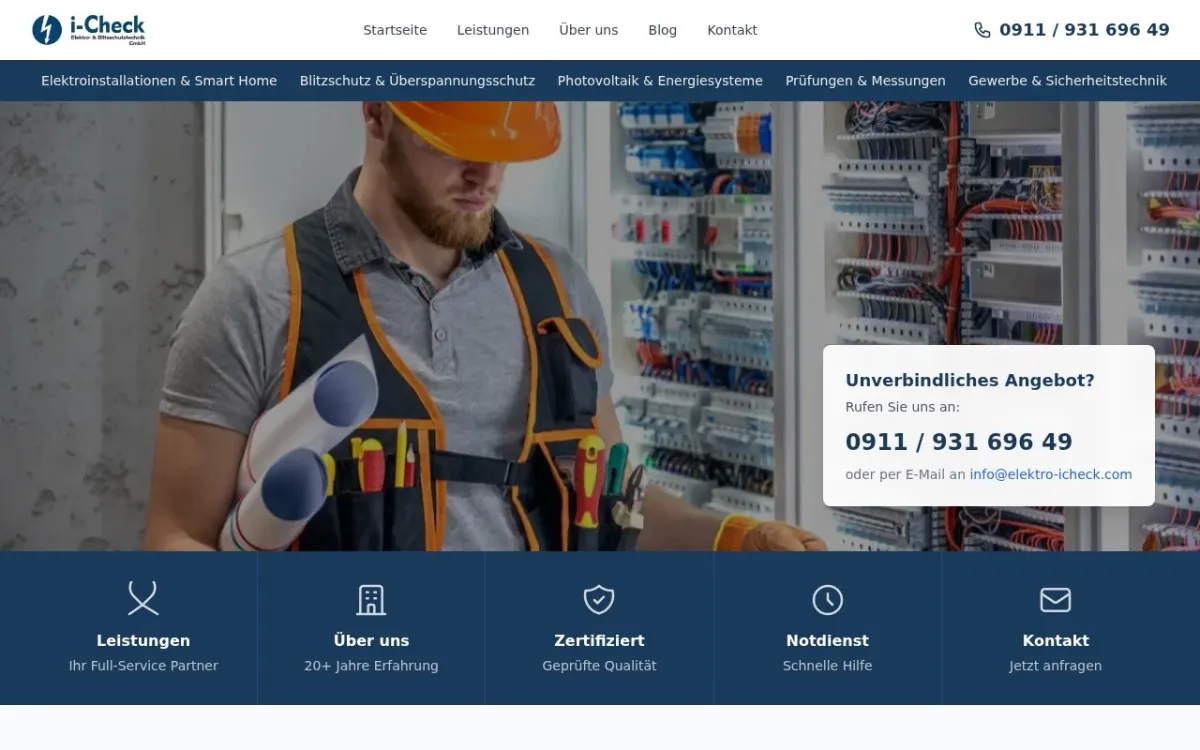Webdesign-Referenz: Elektrik & Blitzschutz